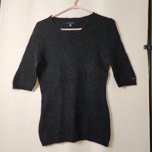 Angora wool blend black Tommy Hilfiger u-neck sweater